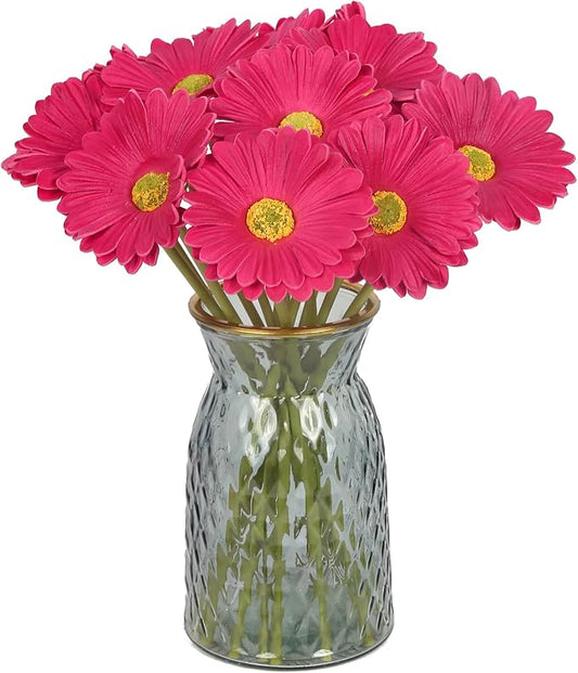IPOPU Daisies Flowers Artificial,20PCS Gerbera Daisy Artificial Flowers Fake Daisies for Wedding Party Office Home Decorations(Rose Red)