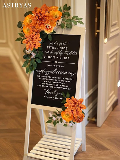 ASTRYAS Orange Artificial Flowers Combo Set, Orange Peonies Dalia Flower for DIY Wedding Bouquet Bridal Baby Shower Decorations Party Table Centerpieces Cake Silk Floral Arrangement Home Decor
