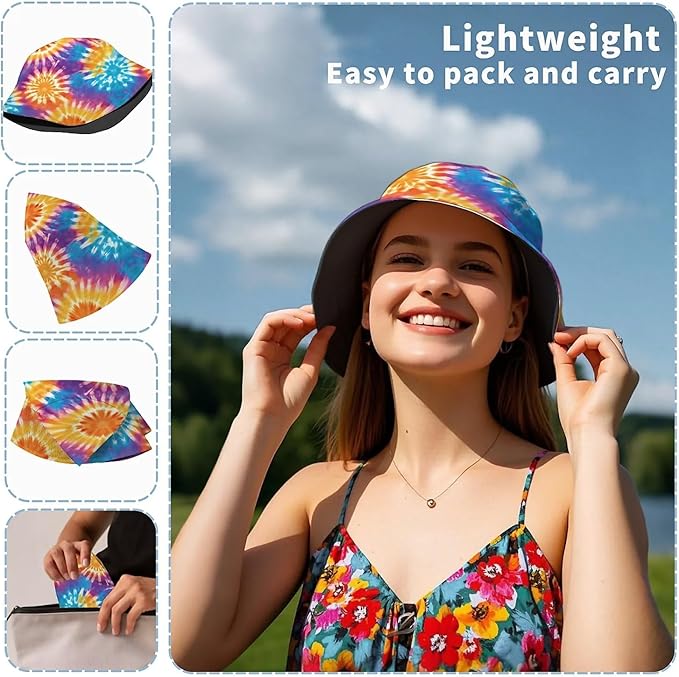 Bucket Hat for Women Men Unisex Sun Cap Packable Outdoor Fisherman Hat Headwear,Reversible Double-Side-Wear