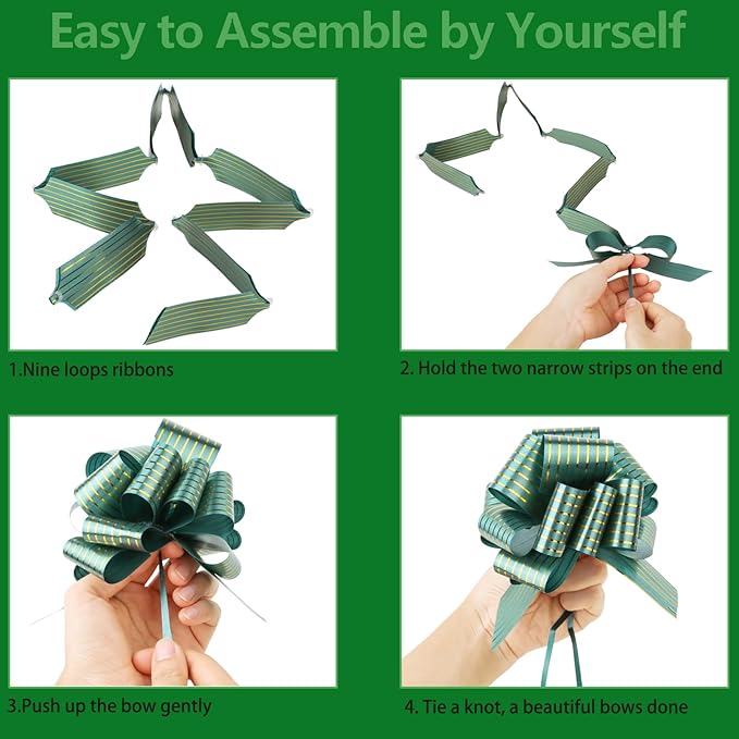 Christmas Gift Wrap Bows Ribbon 40mm for Xmas Wrapping, Christmas Decorations, Florist Wrap (24PCS in 24 Patterns)