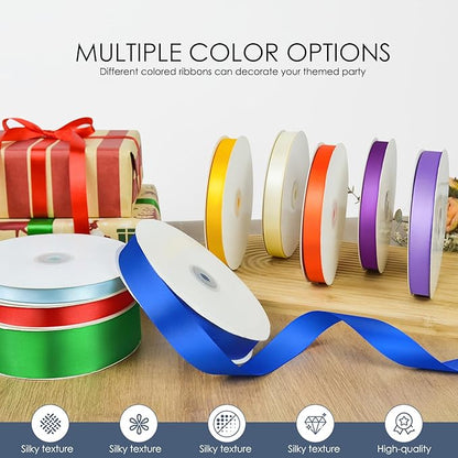 100 Yards 5/8 inch Satin Ribbon, Fabric Ribbon Solid Color Perfect for Gift Wrapping, Wedding, Handmade Bows, Floral Bouquets and Party Decoration(Dark Blue)