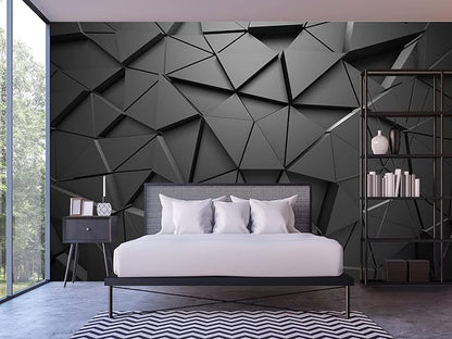 Cliouar-Black Geometric Figures 3D Wallpaper Mural 158" x 110"(Not Self-Adhesive)