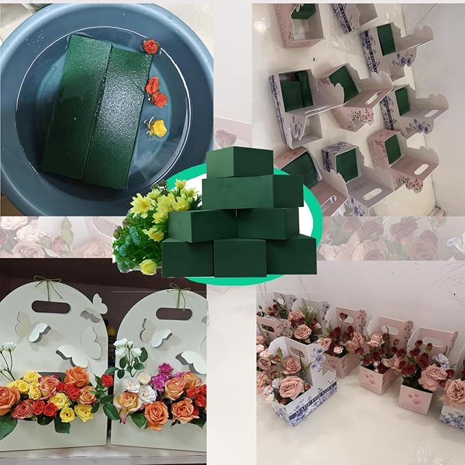 Qaduoduo Premium Wet & Dry Floral Foam Blocks – Easy-Cut Flower Foam for Arrangements (6 Pack, High Density, Quick Water Absorption) – Best Floral Foam Blocks & Flower Foam for Fresh & Artificial