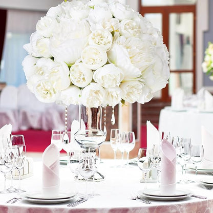 XunYee 85 Pcs Artificial Peony Flower Bulk for Wedding Party Faux Peony Bouquet Silk Florals Arrangements for Wedding Table Centerpiece Festival Birthday Vase Decoration(White)