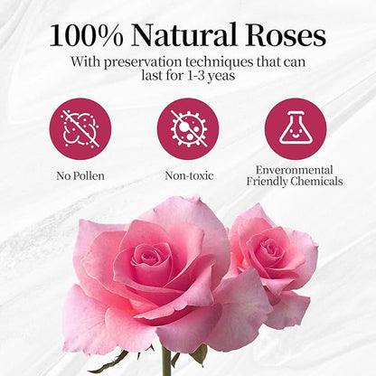 Flower, Forever Roses in A Box, Fresh Flowers, Birthday Gifts for Her, Women, Mom, Girlfriend, Wife, Grandma,Pink Forever Roses