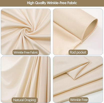 10x10ft Wrinkle Free Backdrop Curtain for Parties Soft Fabric Drapes Wedding Cream Curtain Backdrop for Birthday Party Decorations Background for Photography 5x10ft,2 Panels