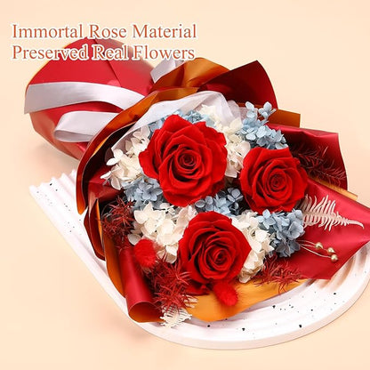 Jtoder Forever Flowers for Delivery, Preserved Flower Bouquets, Long Lasting Red Roses, Gifts Bouquet for Mother Wife Girlfriend on Festivals Birthday Anniversary