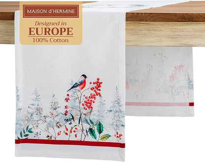 Maison d' Hermine Table Runner 100% Cotton Single Layer Table Runners 72 inches Long for Thanksgiving Christmas Decorations Home Kitchen Dining Party Wedding (Morzine, 14.5" x 72")