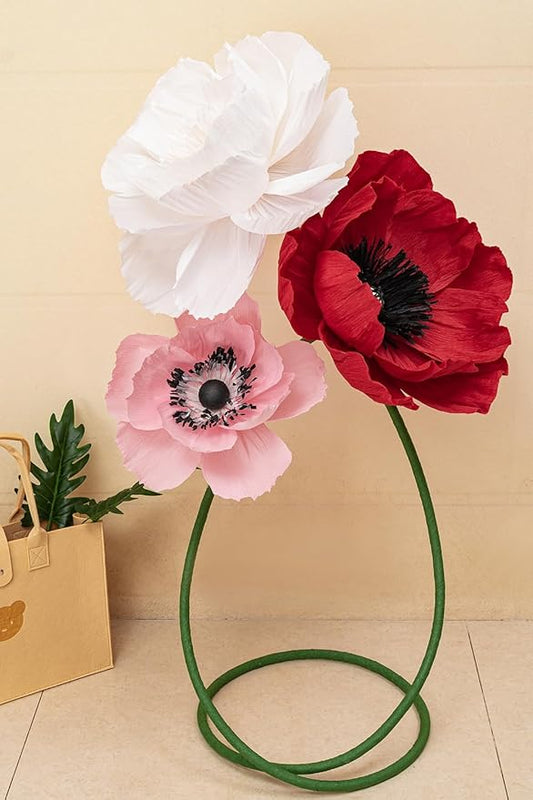 16“ Paper Flowers Decorations for Wall - Flower Wall Decorations - Large Flowers Decorations for Room Bridal Shower Baby Shower(3, Red+Pink+White)