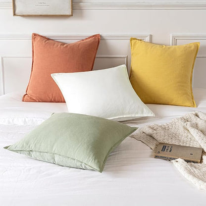 MIULEE Decorative Linen Euro Sham Pillow Covers 24x24 Yellow Boho Farmhouse Neutral Couch Throw Pillows for Bed Pack of 2 Accent Modern Pillowcase Summer Sofa Livingroom Home Decor