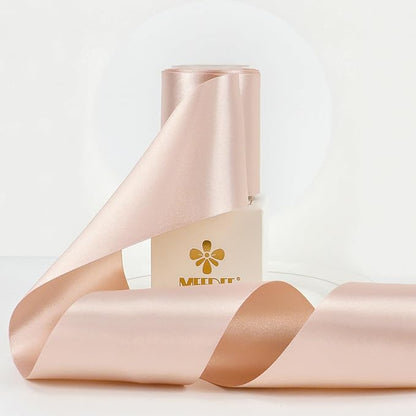 MEEDEE Rose Gold Satin 3 Inch Ribbon Lux Double Faced Satin Ribbon Christmas by 10 Yards Tree Ribbons Rose Gold Ribbons for Christmas Tree, Weddings, Flower Bouquet