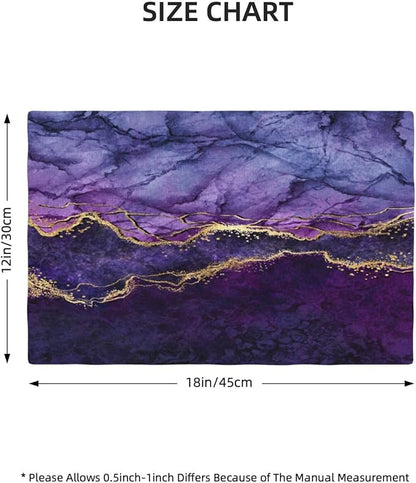 Purple Marble Placemats, Abstract Elegant Art Marble Floral Art Accents Print Washable Fabric Placemats Table Kitchen Dining Party 12x18 Inch Set of 6