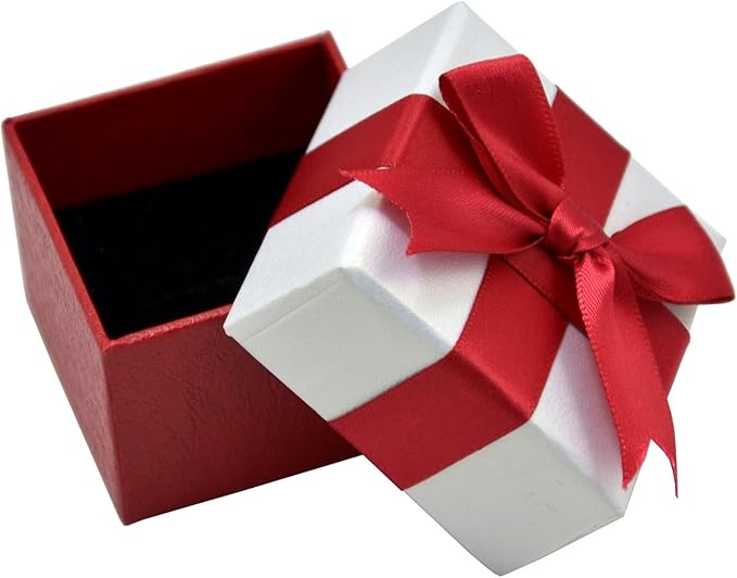 Paialco Jewelry Package Paper Gift Box Red Ribbon Bow-Knot 2 1/4-Inch by 2 1/4-Inch