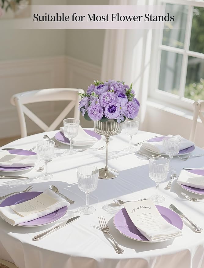 BLOSMON Flower Balls for Wedding Centerpieces: 10pc 9.5 Inch Lilac Fake Peonies Floral Arrangement Bouquet Wedding Decoration Easy Use Artificial Silk Kissing Ball Home Party Baby Shower Decor