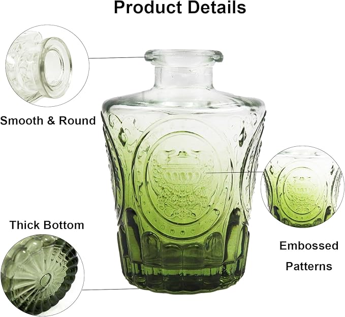 Glass Bud Vases Set of 40 PCS, Small Flower Vases for Wedding Centerpiece Table Decoration, Vintage Vase in Bulk for Flower Arrangements, Mini Vase for Birthday Party, Festival Home Decor,Green