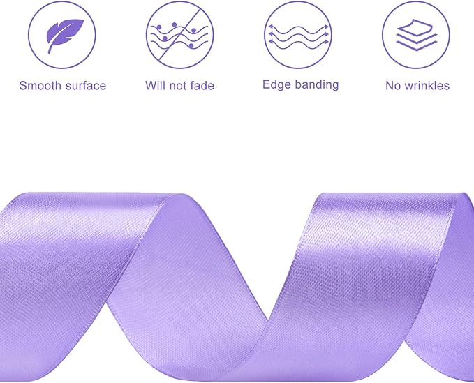 1-1/2 Inches 50 Yards Light Purple Satin Ribbon, Solid Fabric Ribbon Roll for Flower Bouquets, Gift Wrapping, Wedding, Handmade Crafts