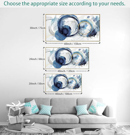 Wall Art Abstract Art Paintings Blue Fantasy Colorful Graffiti on White Background Modern Artwork wall Decor for Living Room Bedroom Kitchen 30"x60" with Framed
