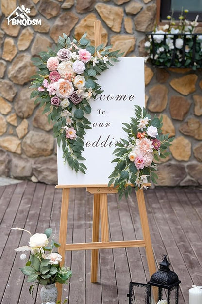Faux Flowers Wedding Arch Flowers Kit(Pack of 2) for Wedding Decor Ceremony and Reception Backdrop Decoration (Dark Pink)