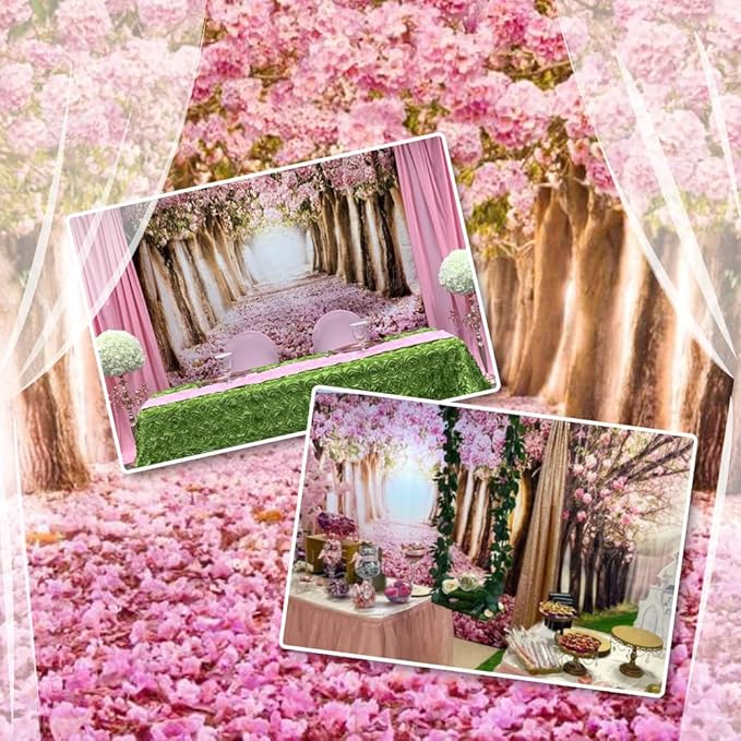 AOFOTO 10x8ft Spring Cherry Blossom Backdrop Sweet Pink Flowers Tree Floral Petal Boulevard Photography Background Wedding Photo Studio Props Girl Bride Woman Lady Mother Artistic Portrait Wallpaper