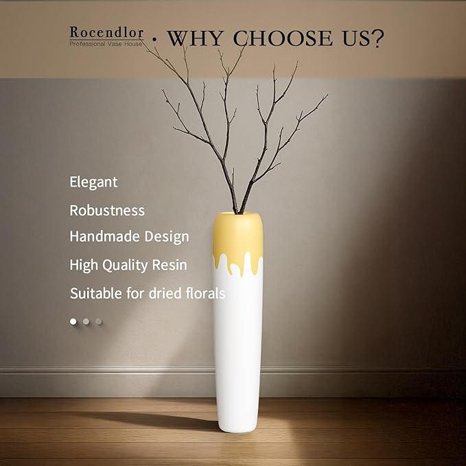 27.5" Floor Vase for Home Decor - Tall Floor Vase for Living Room, Bedroom, Office - Elegant Minimalist Tall Vases for Large Dried Stems, Pampas Grass, Artificial Branches