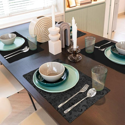 Placemats for Kitchen Dining Table Set of 4,Gothic Horror Skulls Printed Halloween Party Event Table Decoration Placemats 4 PCS, Style-23