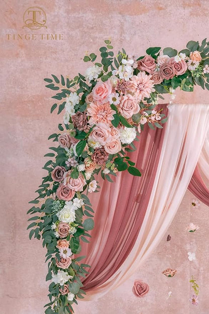 TINGE TIME Artificial Arch Flowers Kit Pack of 5, Wedding Decorations for Reception with Hanging Flowers, Wedding Arch Silk Floral Arrangements Ceremony Backdrop Bridal Shower Outdoor Party Decor