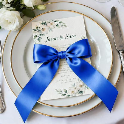 1-1/2" x 50 Yards Satin Ribbon - Roya Blue Silk Ribbon with Spool - Ideal for Gift Wrapping, Floral Bouquets, Crafts, Wedding Party Decorations, Christmas and Sewing Projects