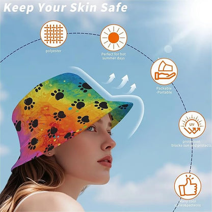 Wildflowers Floral Bucket Hat for Men Women, Summer Vacation Outdoor Travel Reversible Double Side Beach Caps Fisherman Hat