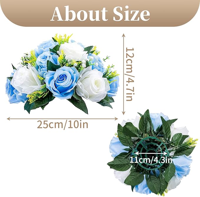 Sziqiqi Pack of 10 Fake Flowers, Silk Rose Flowers, Suit for Wedding/Party Centerpiece Road Lead Flower Rack Decorations, 10 Pieces