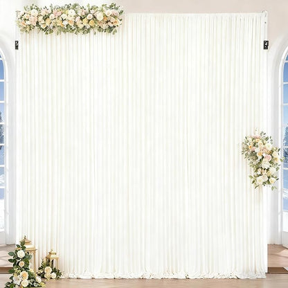 Beige Backdrop Curtains-Wrinkle-Free Polyester Photography Drapes Party Curtain Background for Baby Shower Wedding Decorations- 8 X10FT (Beige)