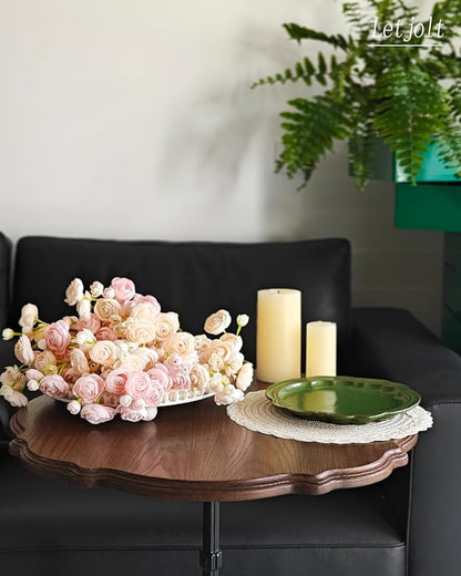 Letjolt Ranunculus Artificial Flower Light Champagne Silk Flowers Faux DIY Bouquet for Wedding Engagement Centerpieces Arrangements Bridal Shower Decorations Home Decor 18pcs