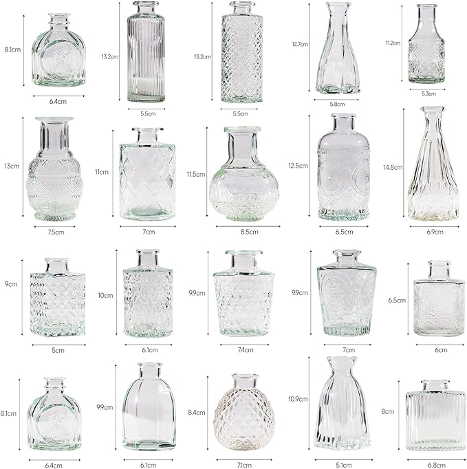 40 Pcs Bud Vase Set, Vases for Centerpieces, Cute Glass Bud Vases in Bulk, Small Vases for Flowers, Clear Vase Set for Wedding Decorations, Home Table Flower Décor