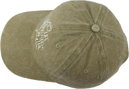 Life is Better in The Garden Hats for Women, Adjustable Cotton Embroidered Gardening Baseball Cap