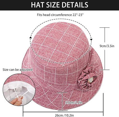 Glamorstar Cloche Hats for Women Vintage Bowler Hat Floral Fedora Bucket Hats