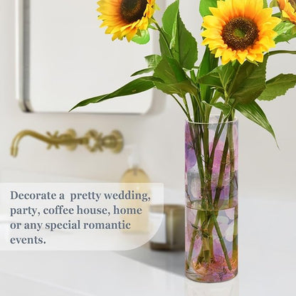 Flower Vase Clear Plastic Cylinder Vases Decor for Centerpieces Home Storage Office Weddings Japanese Cherry Blossom 11.8 x 3.9 in