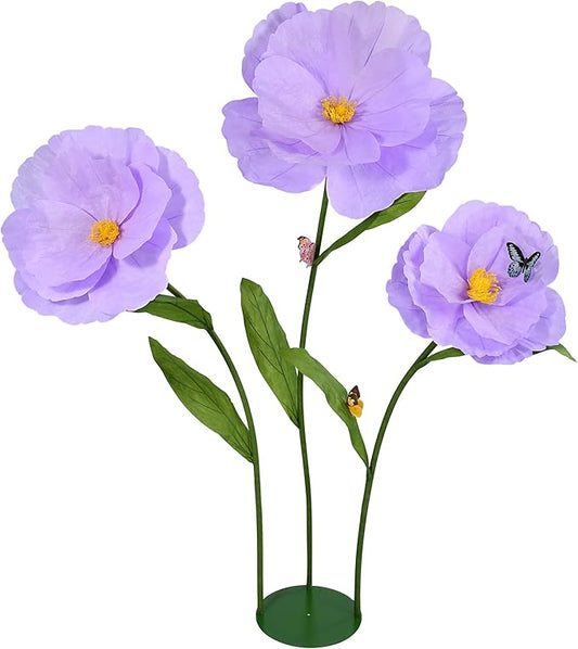 5.8 Ft Giant Artificial Flowers,Large Paper Flower,Huge Poppy Flowers Decoration for Wedding,Hotel,Office,Window Display and Home Farmhouse Decor(Purple)