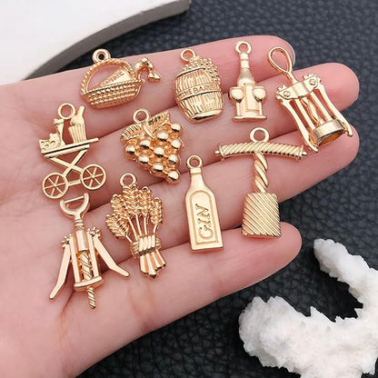 WOCRAFT 60pcs KC Gold Wine Charms Bracelet Charms for Jewelry Making Sets DIY Necklace Bracelet Keychain Crafting Charms Kit Craft Supplies (SN872)