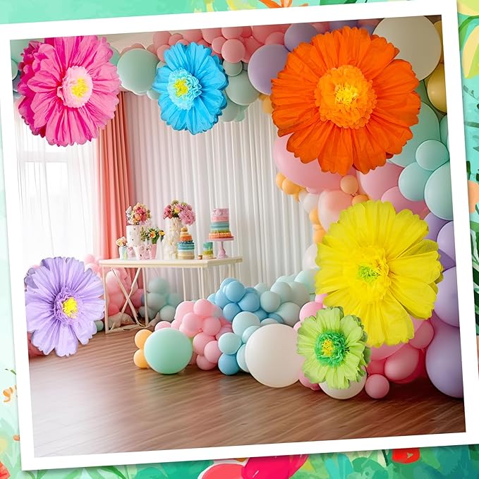 Giegxin 6 Pcs 40" 31.5" 24" Colorful Giant Paper Flowers Decorations for Wall Extra Large Christmas Tissue Paper Flowers Crepe Floral Decoration for Mexican Xmas Fiesta Wedding Birthday Decor