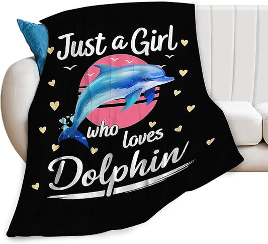 Dolphin Blanket for Girls Ocean Throw Blanket Sea Animal Soft Cozy Fleece Fuzzy Stuffed Plush Flannel Gifts for Women Kids Adults 40''x50''
