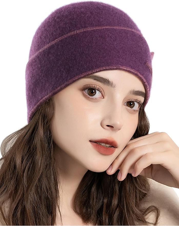 Sumolux Beanie Hats for Women Wool Skull Cap Beret Floral Cuffed French Vintage Dress Cloche Classic Winter 1920s