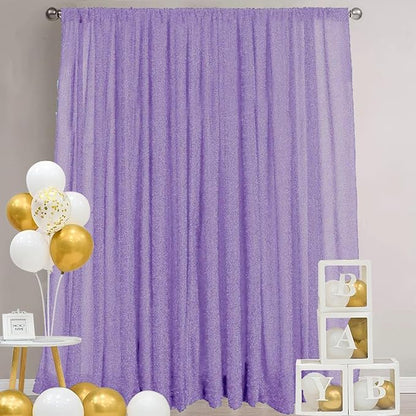 10x10FT Lavender Purple Metallic Sheer Spandex Backdrop, 1 Panel Glitter Photography Background Backdrop, Stretchy Spandex Fabric for Wedding, Party, Baby Shower, Photo Booth Decor