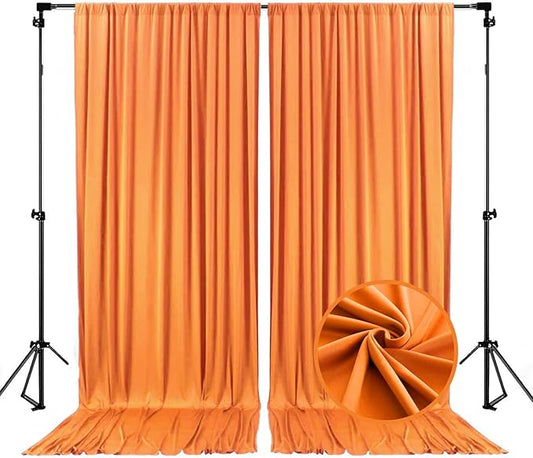 10 x 10 Feet Orange A Backdrop Curtain for Partie, Background Curtains for Photoshoot, Birthday, Wedding, Halloween, Thanksgiving, Christmas, New Year Party Decorations 5Ft x 10Ft, 2 Panels