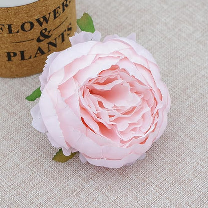 FagusHome 25 Pcs Silk Peony Artificial Flower Heads 4 inch Fake Peony Flowers Heads with Stems Artificial Peony Flower Heads in Bulk Wholesale for Wedding Home Decor (Pink)