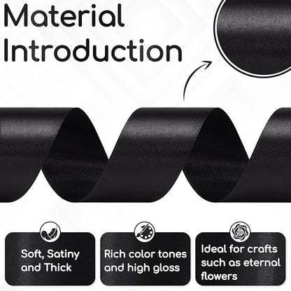 Black Ribbon 1-1/2 Inch x 60 Yards, Black Satin Ribbon for Crafts, Gift Wrapping, Flower Bouquet, Birthday, Wedding and Festival Decor