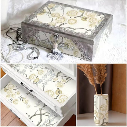 Orainege Peel and Stick Wallpaper Vintage Floral Contact Paper 17.7in ×196.8in Beige Floral Wallpaper Peel and Stick Removable Wall Paper for Bathroom Waterproof