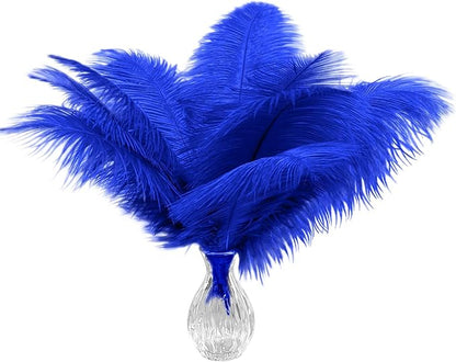 Piokio 20 pcs Natural Blue Ostrich Feathers 12-14 inch(30-35 cm) Bulk for Wedding Party Centerpieces and DIY Clothes Decoration, Gatsby Decorations