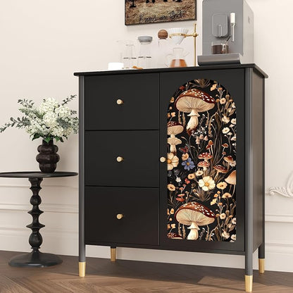 Peel and Stick Wallpaper Mushroom Wallpaper Vintage Floral Contact Paper Leaf Wall Paper for Shelf Liner Backsplash Living Room Renter Friendly Removable 17.5 x 118In