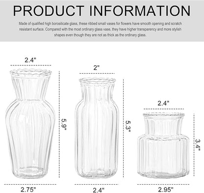 Modern Clear Glass Vase Set - 18Pcs Small Handmade Flower Vases, Decorative Mini Bud Vases for Wedding Reception, Dining Table, and Home Decor - Perfect for Single Stem Flowers