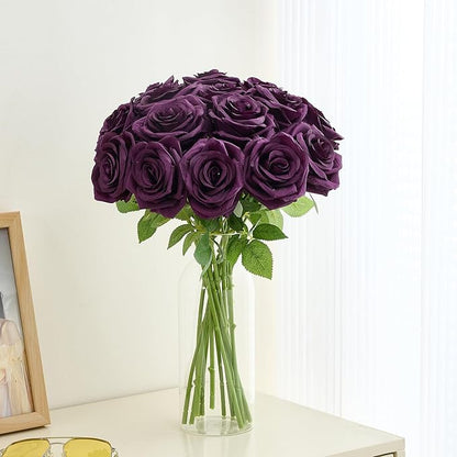 15pcs Fake Roses Artificial Silk Flowers Faux Rose Flower Long Stems Bouquet for Arrangement Wedding Centerpiece Party Home Kitchen Decor