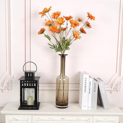 6PCS Orange Daisies Artificial Flowers 36 Heads 29.52”Realistic Fake Daisies with Stems for Tall Vase Wedding Party Outdoor Arrangement Aisle Room Porch Home Decor(Orange)